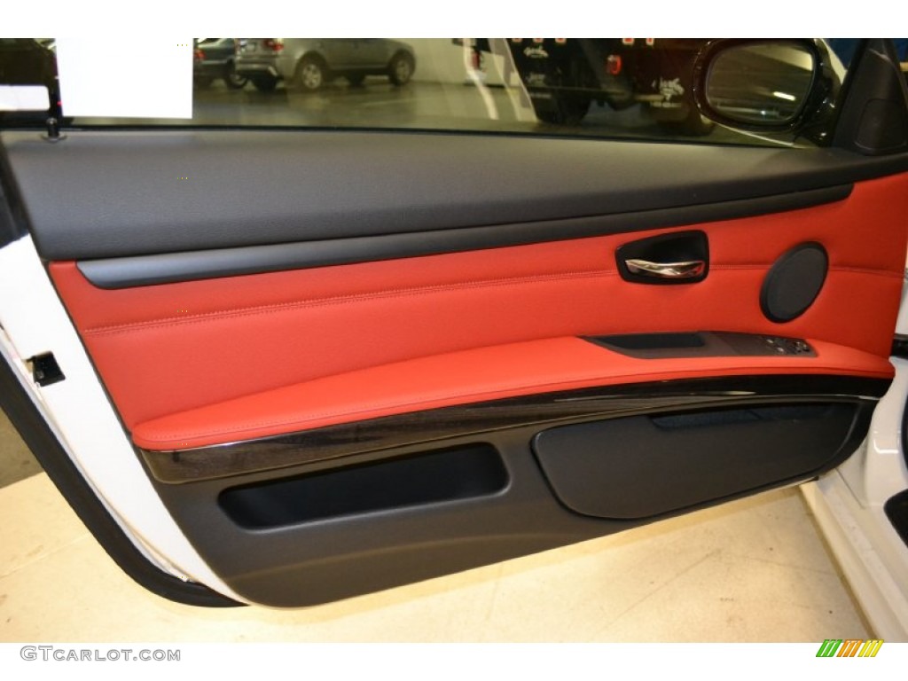 2011 BMW 3 Series 328i Coupe Coral Red/Black Dakota Leather Door Panel Photo #50054773