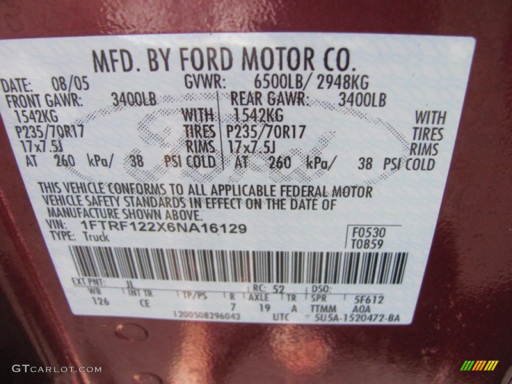 2006 F150 XL Regular Cab - Dark Toreador Red Metallic / Medium Flint photo #15