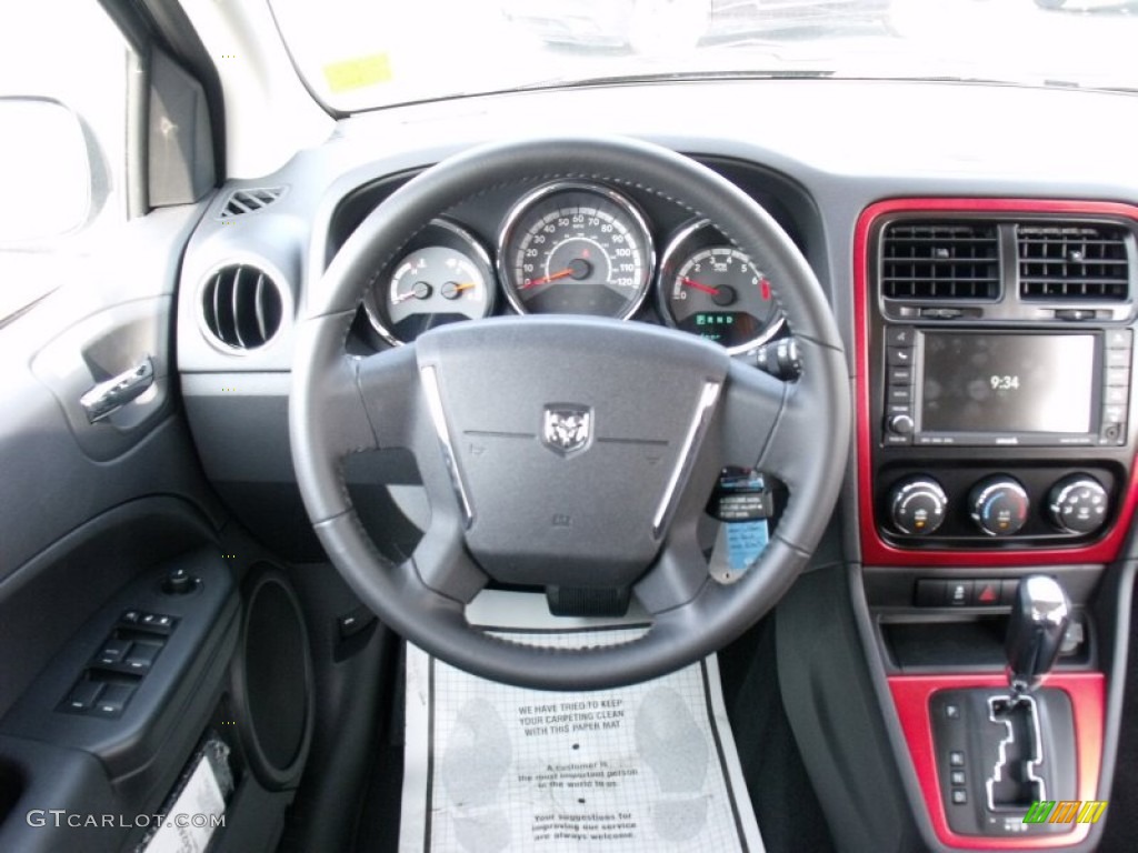 2011 Dodge Caliber Heat Dark Slate Gray/Red Steering Wheel Photo #50065627