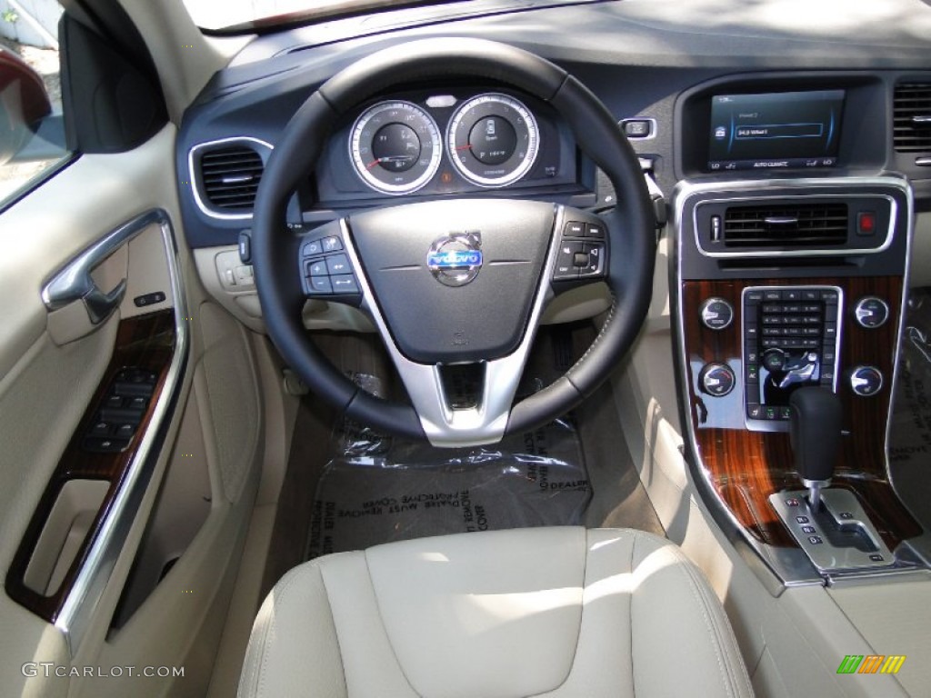 2012 Volvo S60 T5 Soft Beige Steering Wheel Photo #50072053