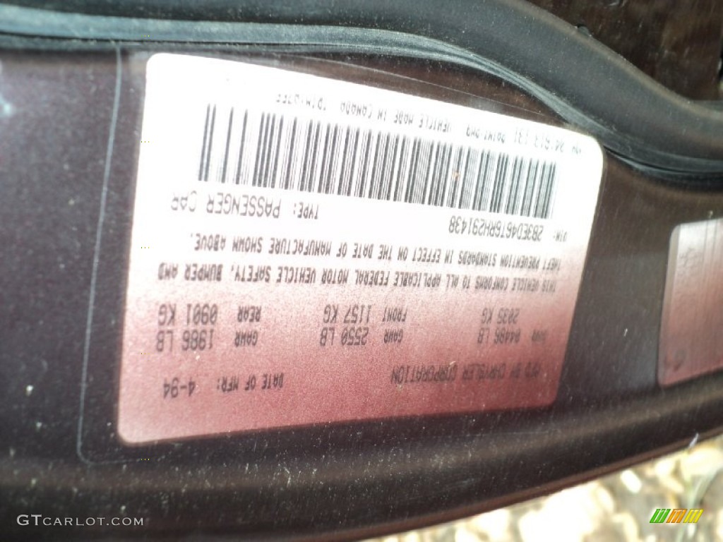 1994 Intrepid Sedan - Black Cherry Pearl / Beige photo #7