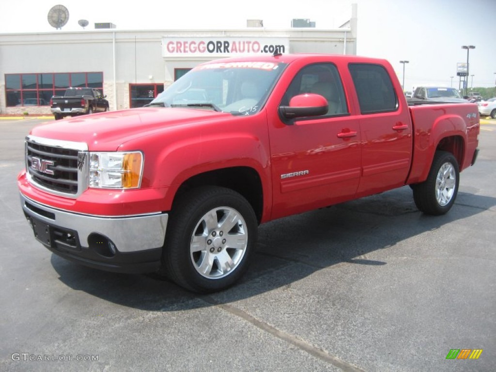 2010 Sierra 1500 SLT Crew Cab 4x4 - Fire Red / Very Dark Cashmere/Light Cashmere photo #1