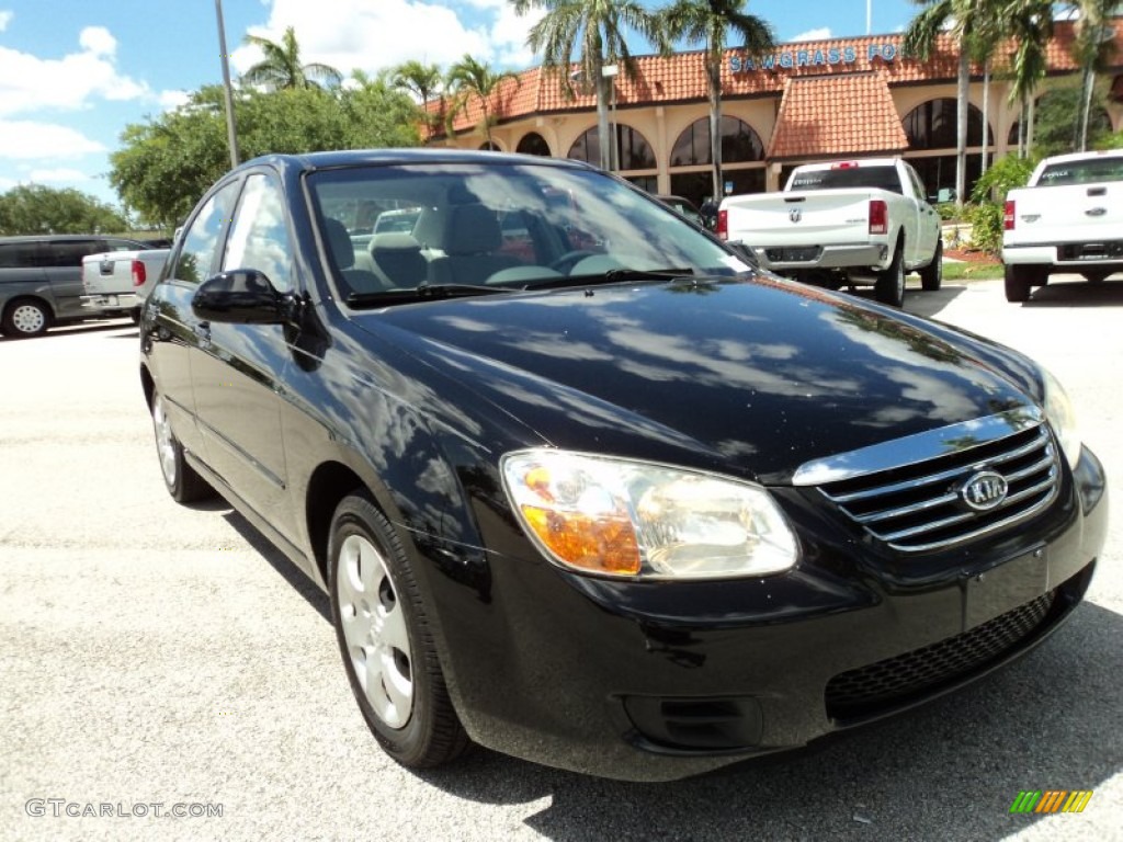 2007 Spectra EX Sedan - Black / Gray photo #2