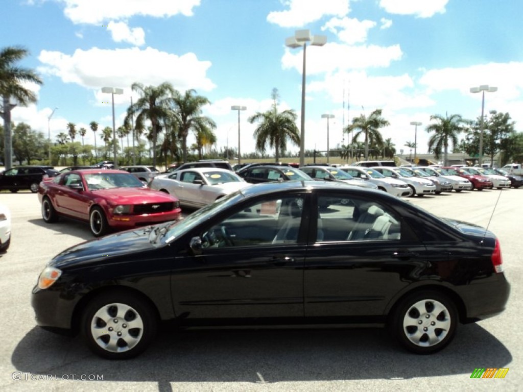 2007 Spectra EX Sedan - Black / Gray photo #10