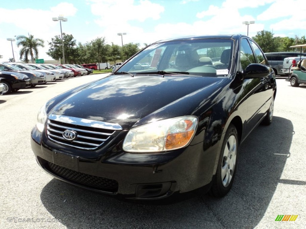 2007 Spectra EX Sedan - Black / Gray photo #14