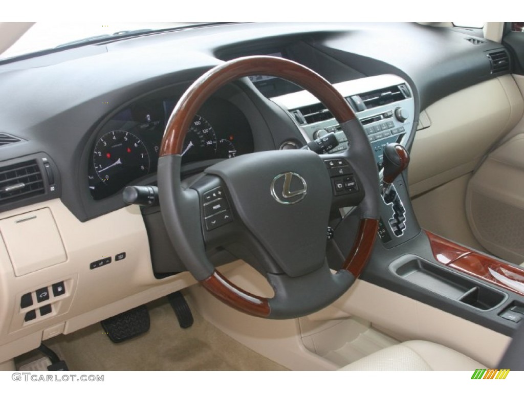 2010 Lexus RX 350 Parchment/Brown Walnut Steering Wheel Photo #50112642