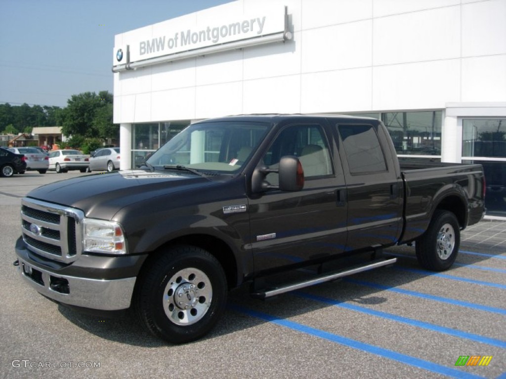 2006 F250 Super Duty XLT Crew Cab - Dark Stone Metallic / Tan photo #1