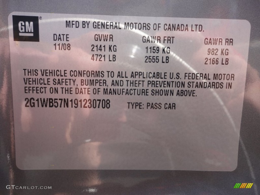 2009 Chevrolet Impala LS Info Tag Photo #50125947