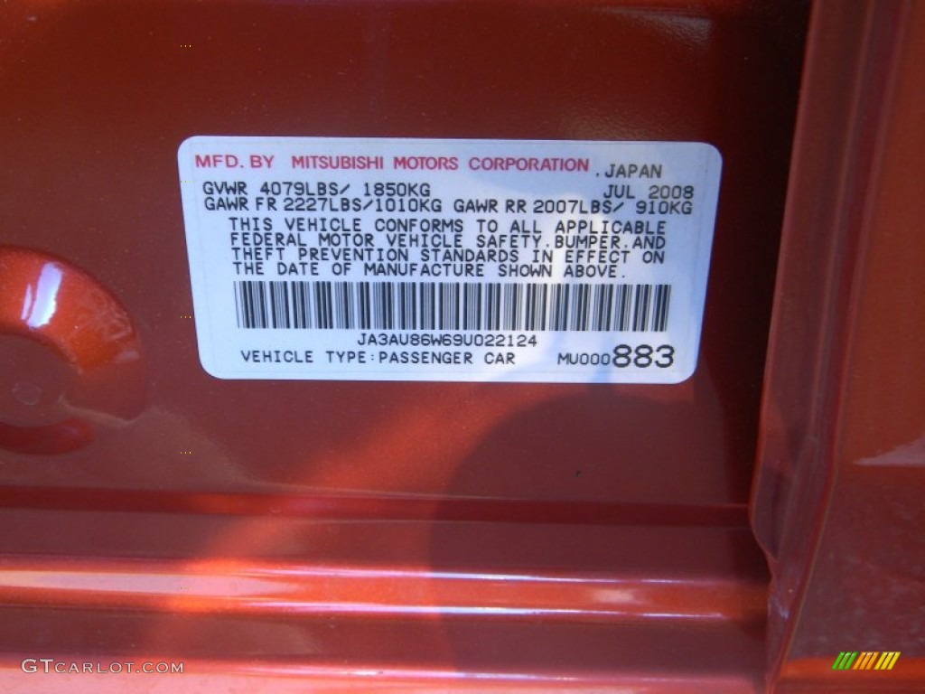 2009 Lancer GTS - Rotor Glow Orange Metallic / Black photo #18