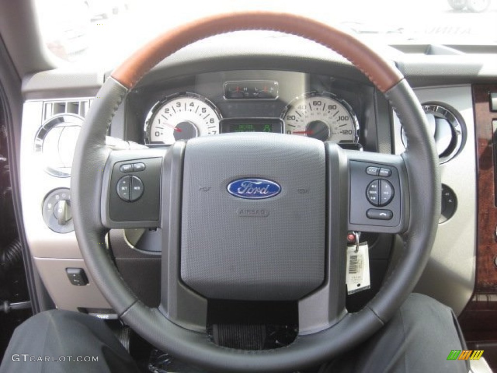 2011 Ford Expedition EL King Ranch 4x4 Chaparral Leather Steering Wheel Photo #50127069