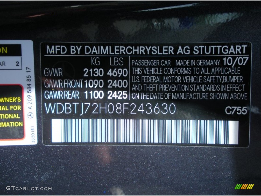 2008 CLK Color Code 755 for Steel Grey Metallic Photo #50128686