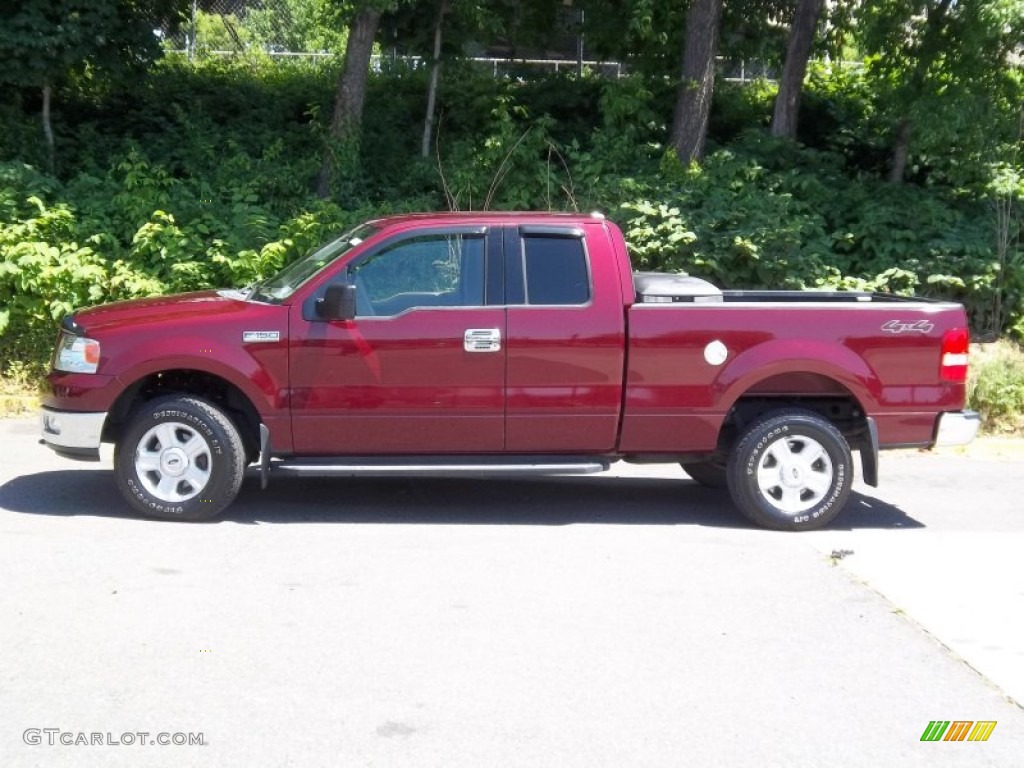 2004 F150 XLT SuperCab 4x4 - Dark Toreador Red Metallic / Tan photo #2