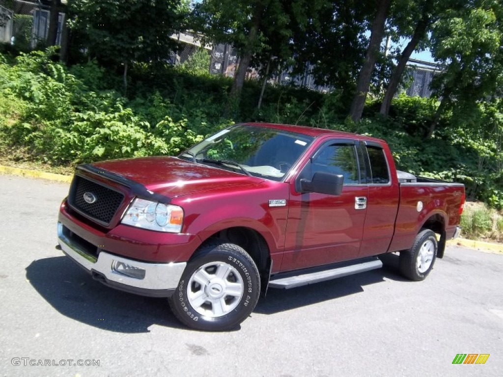 2004 F150 XLT SuperCab 4x4 - Dark Toreador Red Metallic / Tan photo #20