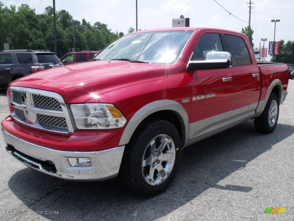 2011 Ram 1500 Laramie Crew Cab 4x4 - Flame Red / Dark Slate Gray photo #3