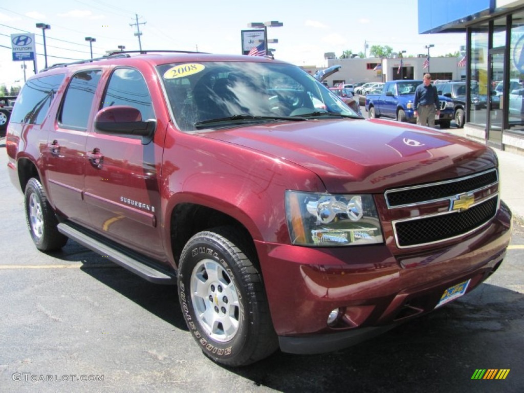 2008 Suburban 1500 LT 4x4 - Deep Ruby Metallic / Ebony photo #25