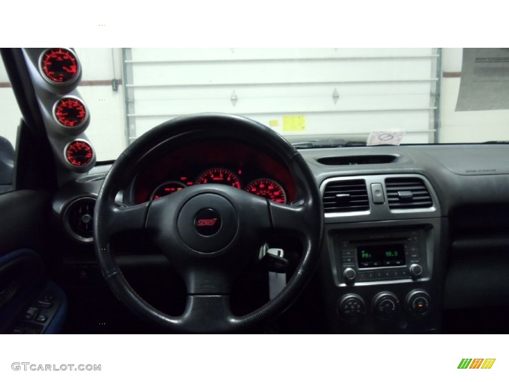 2005 Subaru Impreza WRX STi Black/Blue Ecsaine Steering Wheel Photo #50142502
