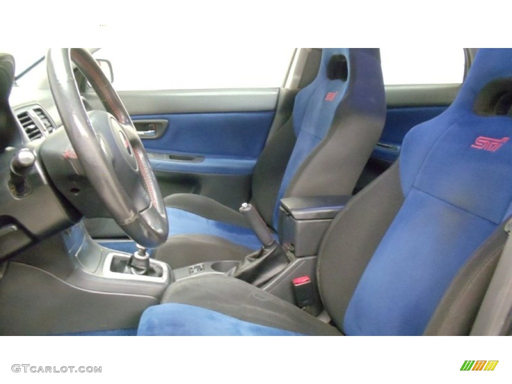 Black/Blue Ecsaine Interior 2005 Subaru Impreza WRX STi Photo #50142580