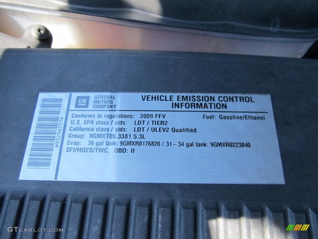 2009 Chevrolet Silverado 1500 LT Extended Cab 4x4 Info Tag Photo #50145592