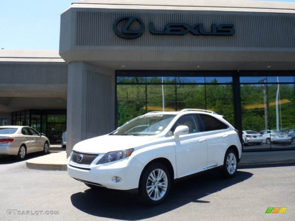 2010 RX 450h AWD Hybrid - Starfire White Pearl / Parchment/Brown Walnut photo #1