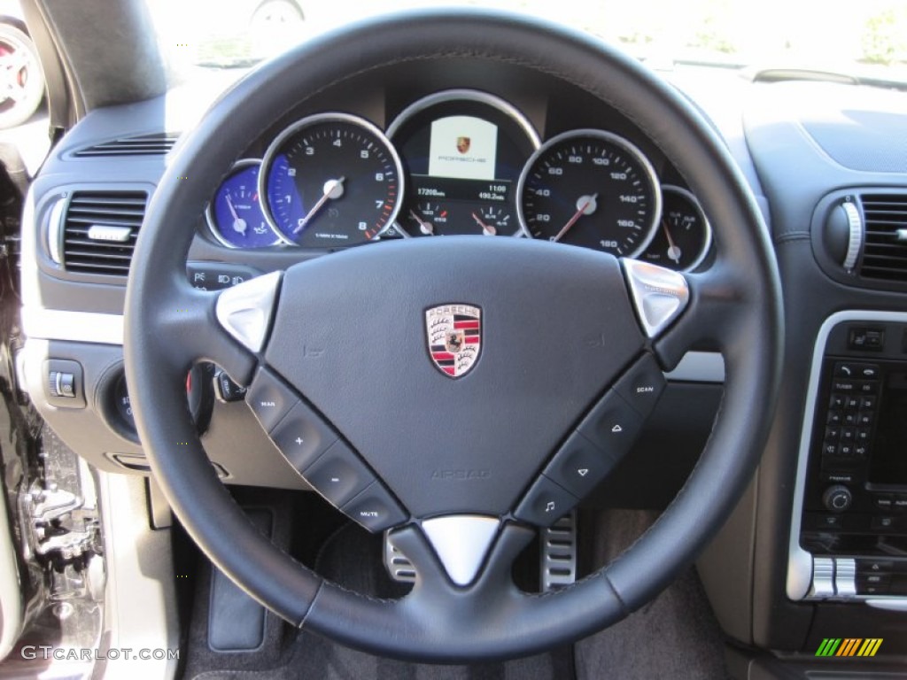 2008 Porsche Cayenne Turbo Black Steering Wheel Photo #50149282