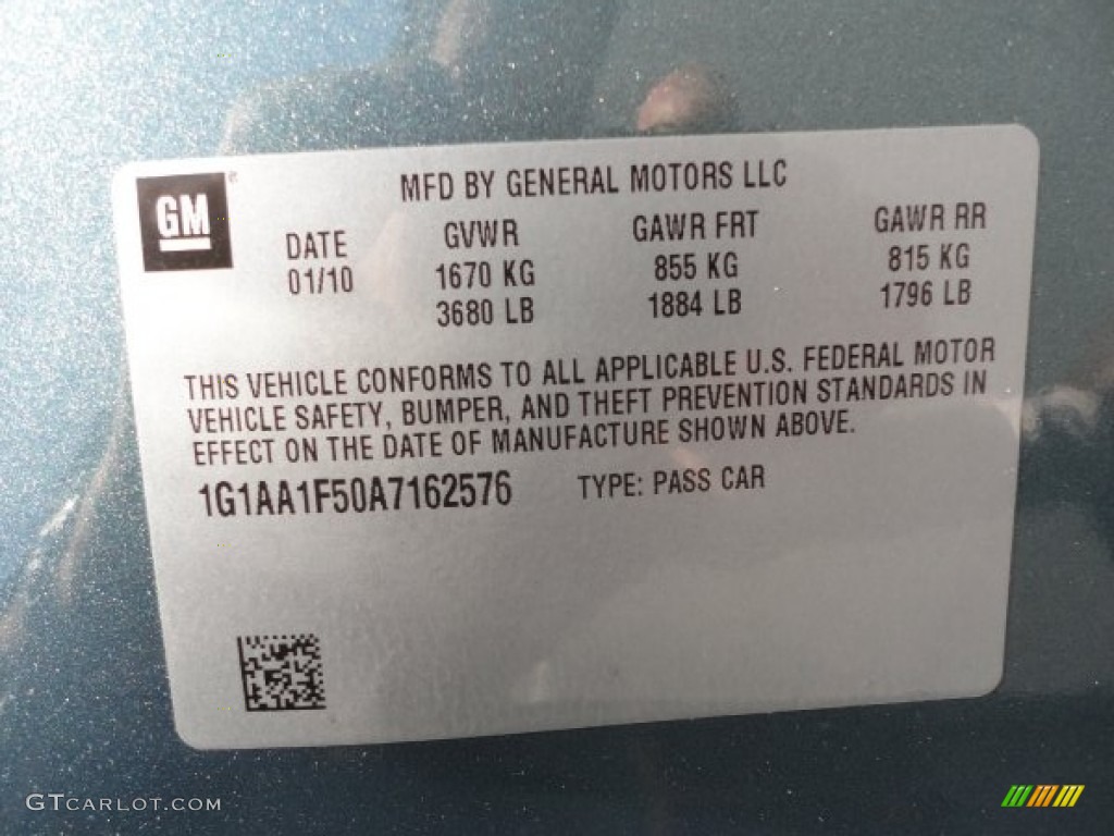 2010 Chevrolet Cobalt XFE Coupe Info Tag Photo #50151888