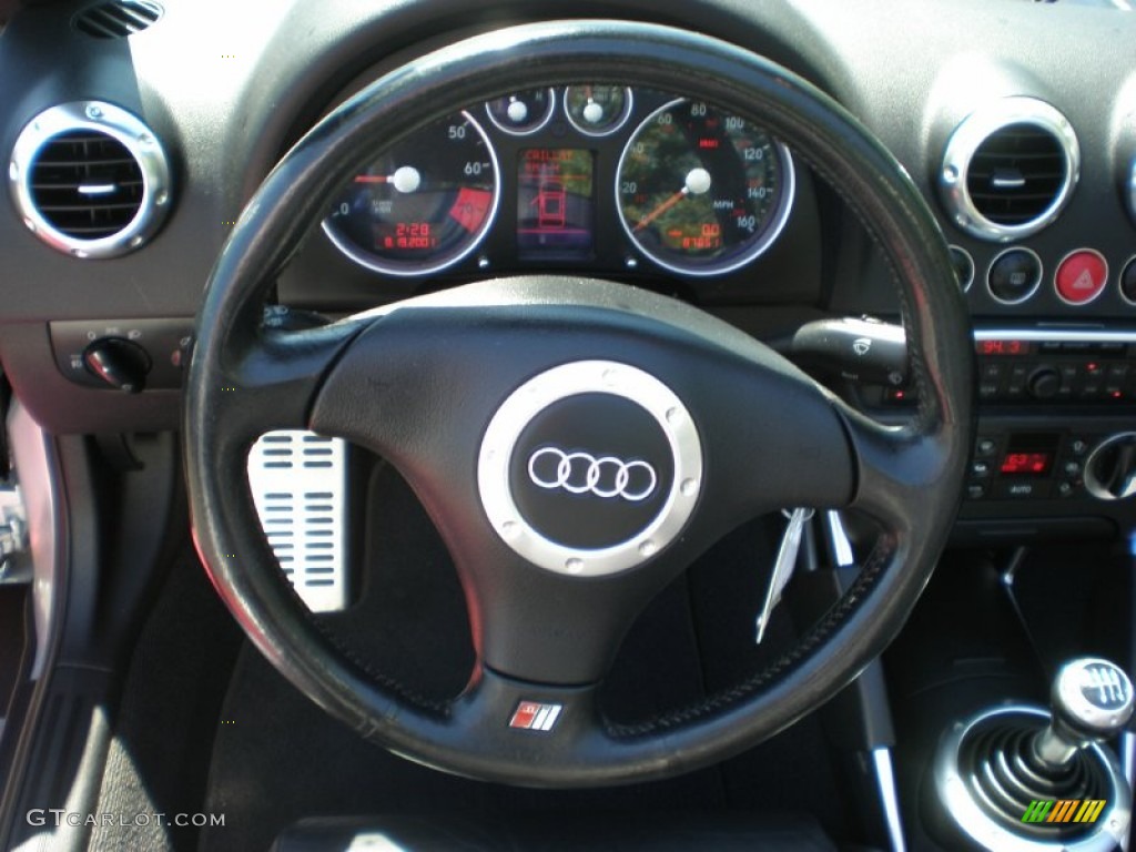 2001 Audi TT 1.8T quattro Roadster Ebony Black Steering Wheel Photo #50155088