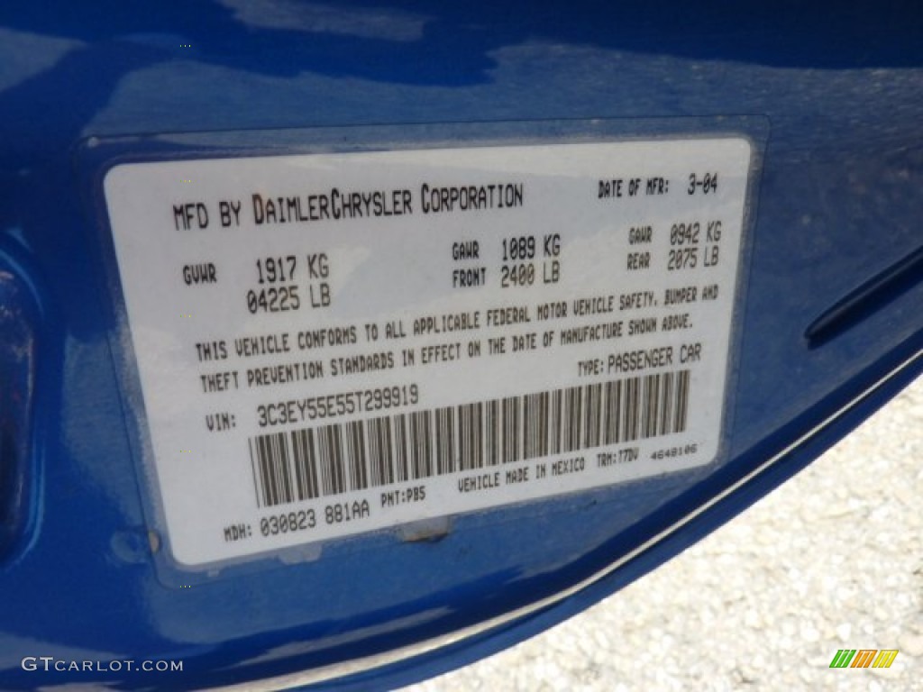 Chrysler electric blue pearl paint code #4