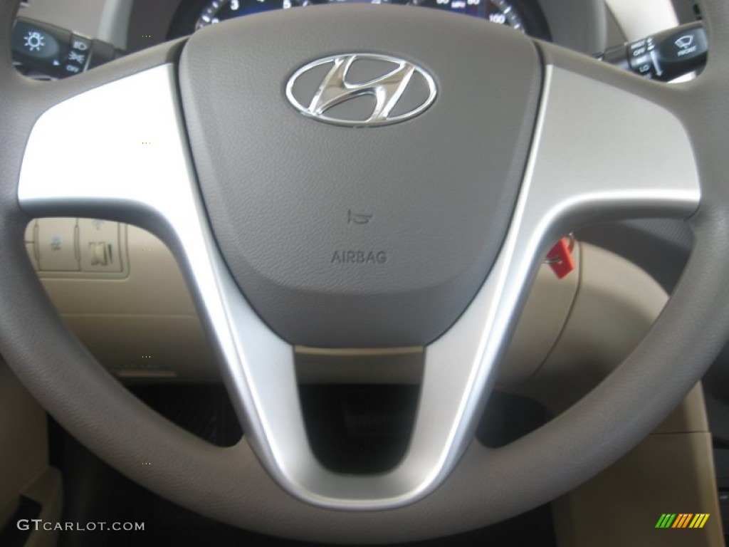 2012 Hyundai Accent GLS 4 Door Beige Steering Wheel Photo #50158673