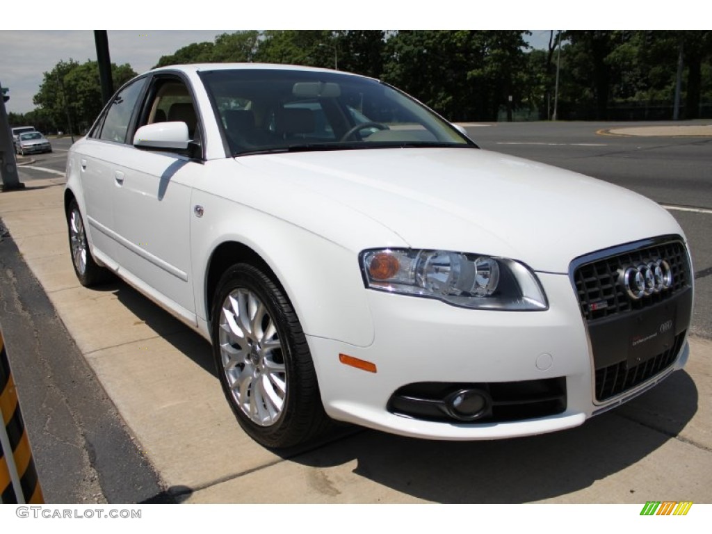 2008 A4 2.0T quattro S-Line Sedan - Ibis White / Beige photo #6