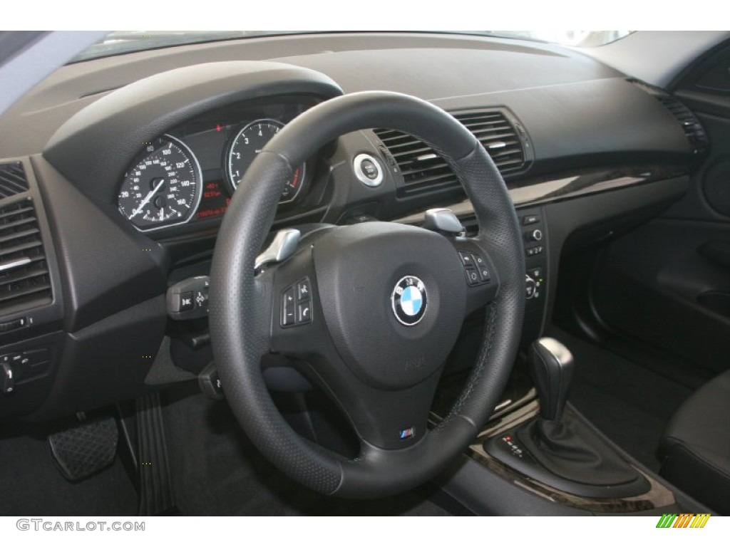 2009 BMW 1 Series 135i Coupe Black Steering Wheel Photo #50163725