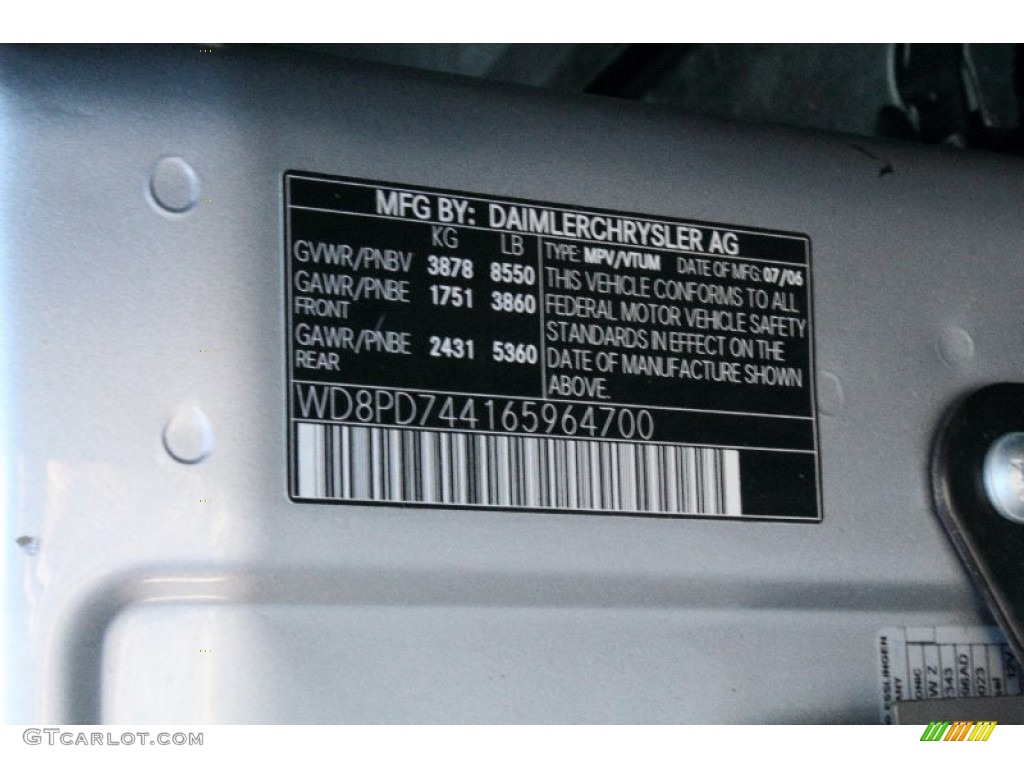 2006 Dodge Sprinter Van 2500 High Roof Passenger Info Tag Photos