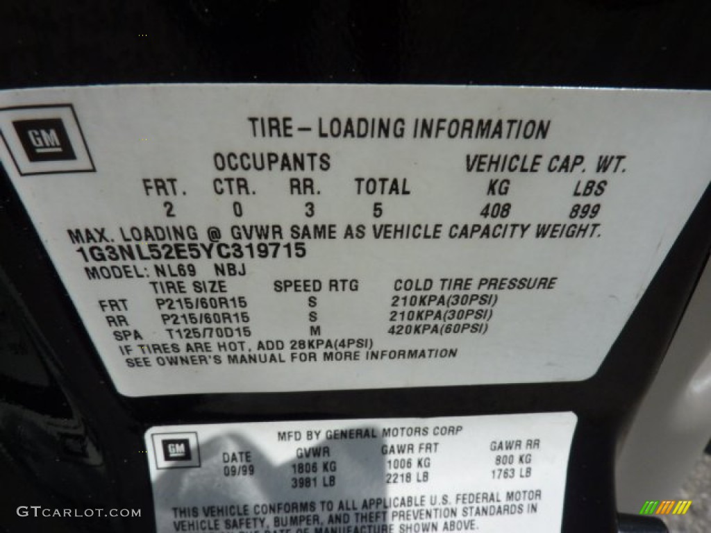 2000 Alero GL Sedan - Black Onyx / Pewter photo #14