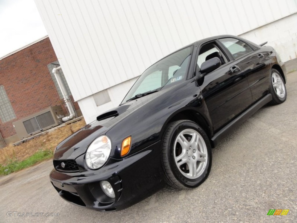 2003 Impreza WRX Sedan - Midnight Black Pearl / Grey/Blue photo #2