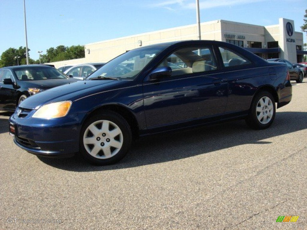 2002 Civic EX Coupe - Eternal Blue Pearl / Beige photo #2