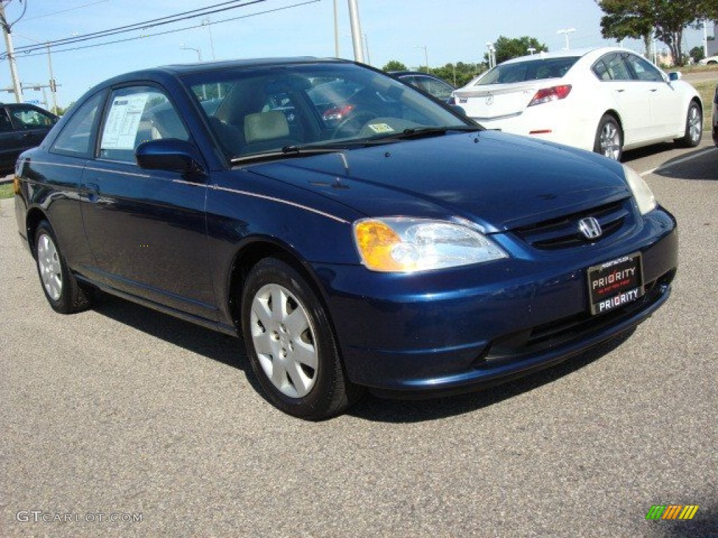 2002 Civic EX Coupe - Eternal Blue Pearl / Beige photo #7