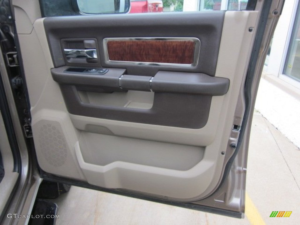 2010 Dodge Ram 3500 Laramie Crew Cab 4x4 Dually Light Pebble Beige/Bark Brown Door Panel Photo #50178635