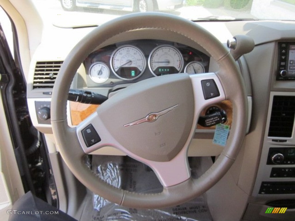 2010 Chrysler Town & Country Limited Medium Pebble Beige/Cream Steering Wheel Photo #50179080