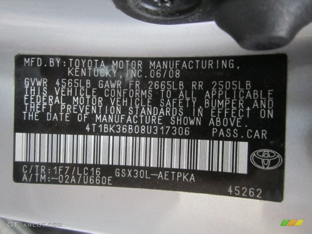 2008 Avalon Limited - Classic Silver Metallic / Graphite Gray photo #10