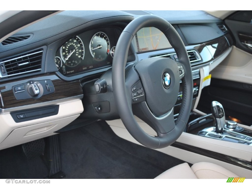 2012 BMW 7 Series 740Li Sedan Oyster/Black Steering Wheel Photo #50191815