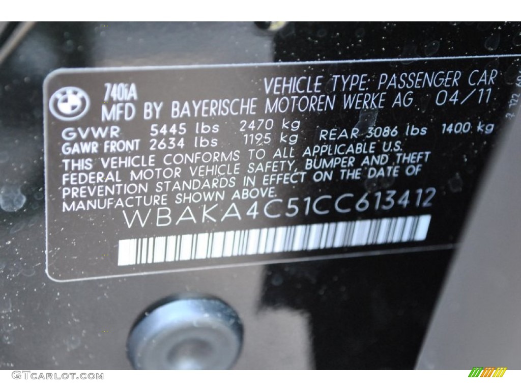 2012 7 Series 740i Sedan - Black Sapphire Metallic / Black photo #6