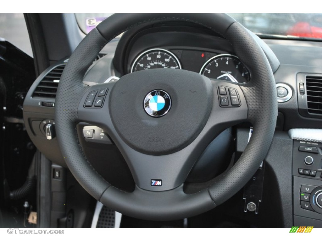 2012 BMW 1 Series 135i Coupe Black Steering Wheel Photo #50192565