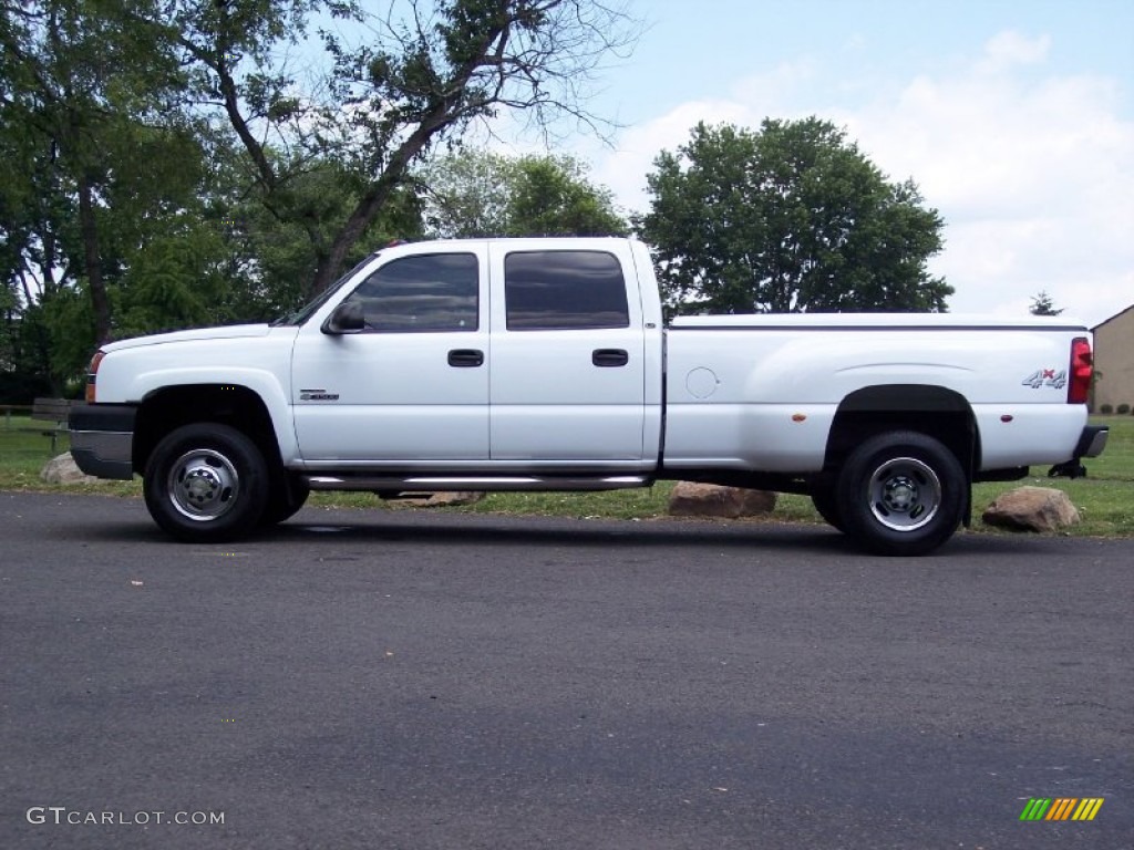 2003 Silverado 3500 LT Crew Cab 4x4 Dually - Summit White / Tan photo #4