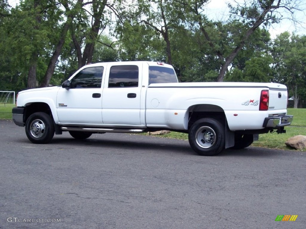 2003 Silverado 3500 LT Crew Cab 4x4 Dually - Summit White / Tan photo #5