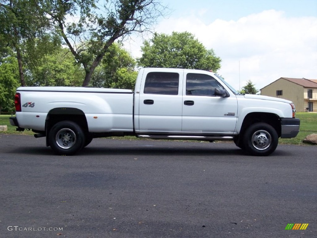 2003 Silverado 3500 LT Crew Cab 4x4 Dually - Summit White / Tan photo #13