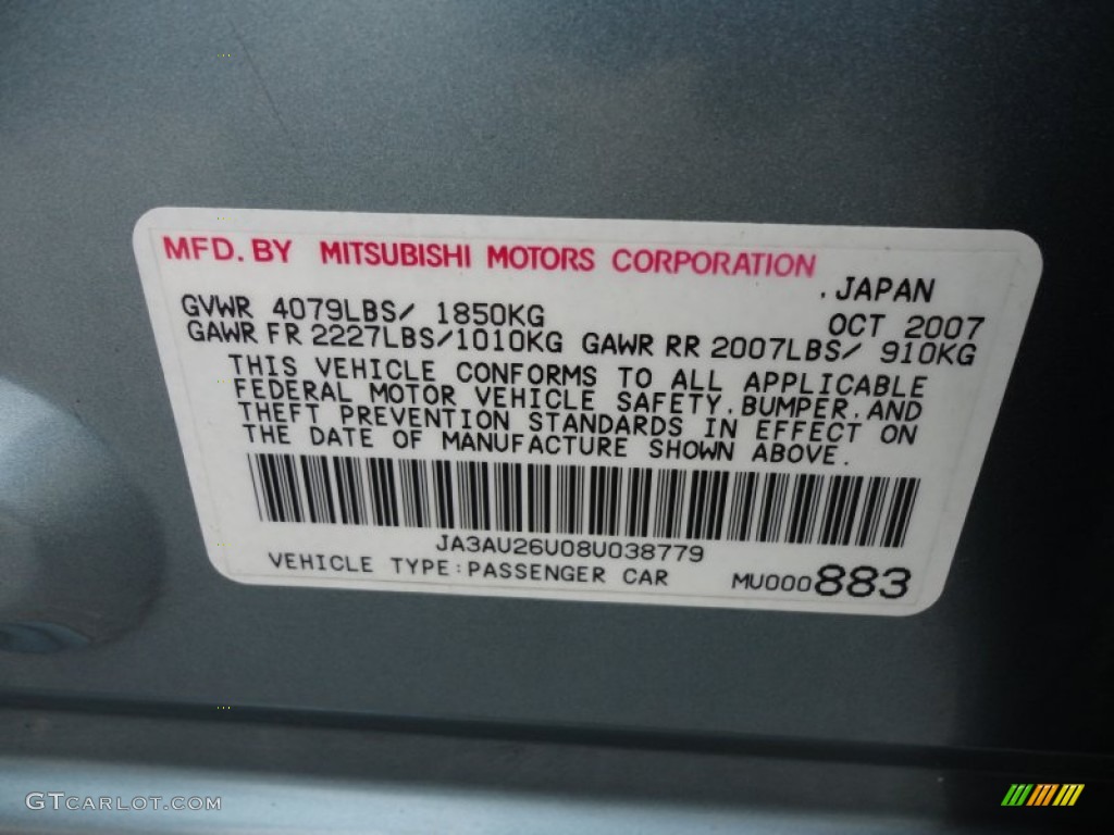 2008 Lancer ES - Aqua Metallic / Black photo #33