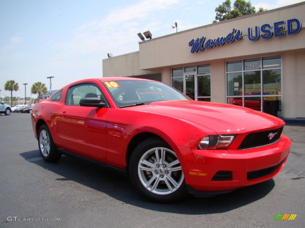 2010 Mustang V6 Coupe - Torch Red / Stone photo #26