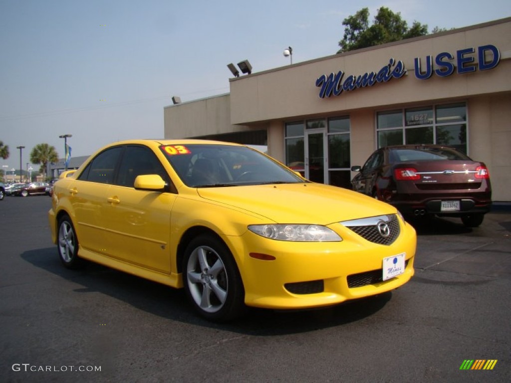 2003 MAZDA6 s Sedan - Speed Yellow / Black photo #2