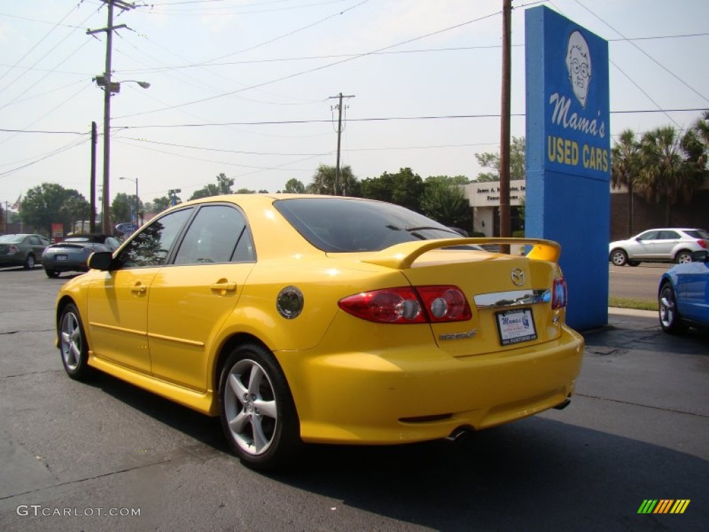 2003 MAZDA6 s Sedan - Speed Yellow / Black photo #6