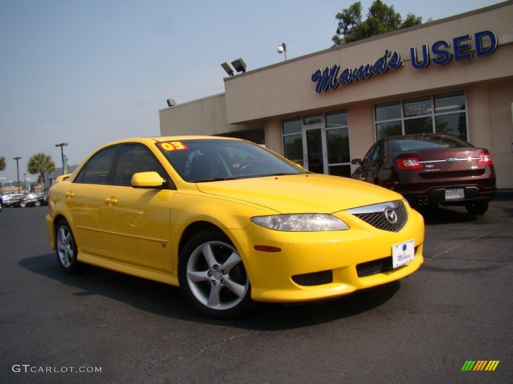 2003 MAZDA6 s Sedan - Speed Yellow / Black photo #30