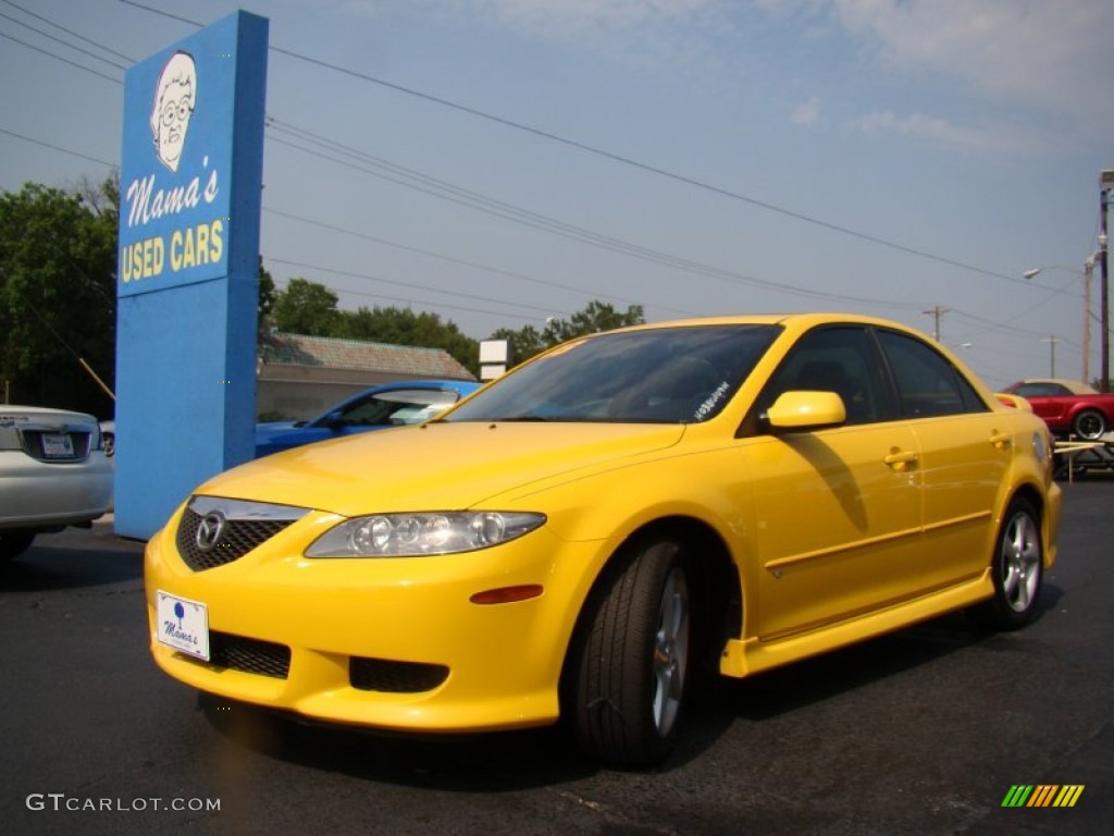 2003 MAZDA6 s Sedan - Speed Yellow / Black photo #31
